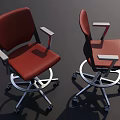 Red Bar Stools with Armrests and Wheeled Base Modern Functional Design