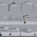 Commercial Outdoor Umbrellas With Various Designs Sturdy Frames And Adjustable Structures 3d model