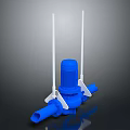 Blue Industrial Equipment With Motor White Support Rods And Pipe Connections