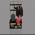 Swing Door Storage Rack With Hanging Coat Hat Backpack And Shoes 3d model