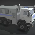 Tactical Police Armored Truck With Scattered Parts In Workshop Scene