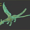 Detailed Yellow Pterosaur Model Featuring Green Transparent Wings And Long Tail