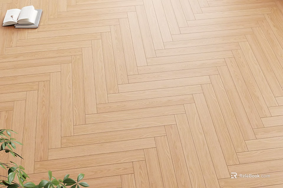 Herringbone Pattern Light Wood Floor With Natural Grain And Smooth Surface 3d model