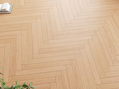 Herringbone Pattern Light Wood Floor With Natural Grain And Smooth Surface 3d model