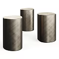 Elegant Modern Cylindrical Side Tables With Textured Metallic Finish And Three Pieces