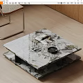 Modern Two Tiered Marble Coffee Table With Magazines And Decorative Tray