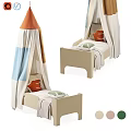 Kids Bed with Canopy Tent Design Wooden Frame Colorful Pillows and Color Options