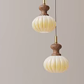 Two Modern Hanging Pendant Lights With Wooden Canopies And Glass Globe Bulbs