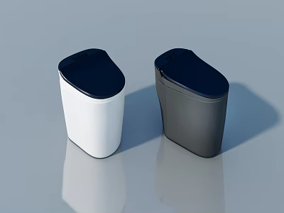 Modern Side Hung Door Trash Bins in White and Dark Gray with Smooth Surface 3d model