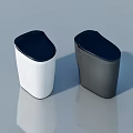 Modern Side Hung Door Trash Bins in White and Dark Gray with Smooth Surface