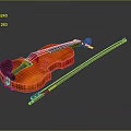 Shiny Orange Wooden Violin With Bow On Gray Background And Clear Reflection