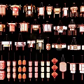 Traditional Chinese Lanterns In Various Styles With Red Pink White Colors And Hanging