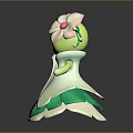 Adorable Game Movie Character 3D Model with Green White Dress and Pink Flowers
