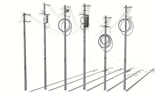 electric pole transformer high voltage electric pole combination electric tower electric pole 3d model