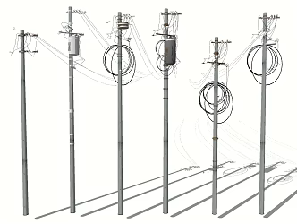 electric pole transformer high voltage electric pole combination electric tower electric pole 3d model