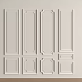 White Rectangular Wall Panels With Decorative Borders And Various Designs On Light Wall 3d model