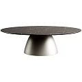 Modern Round Dining Table With Black Marble Tabletop And Silver Metal Base 3d model