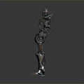 Futuristic Robot Character Featuring Mechanical Body Structure And Metallic Armor Details