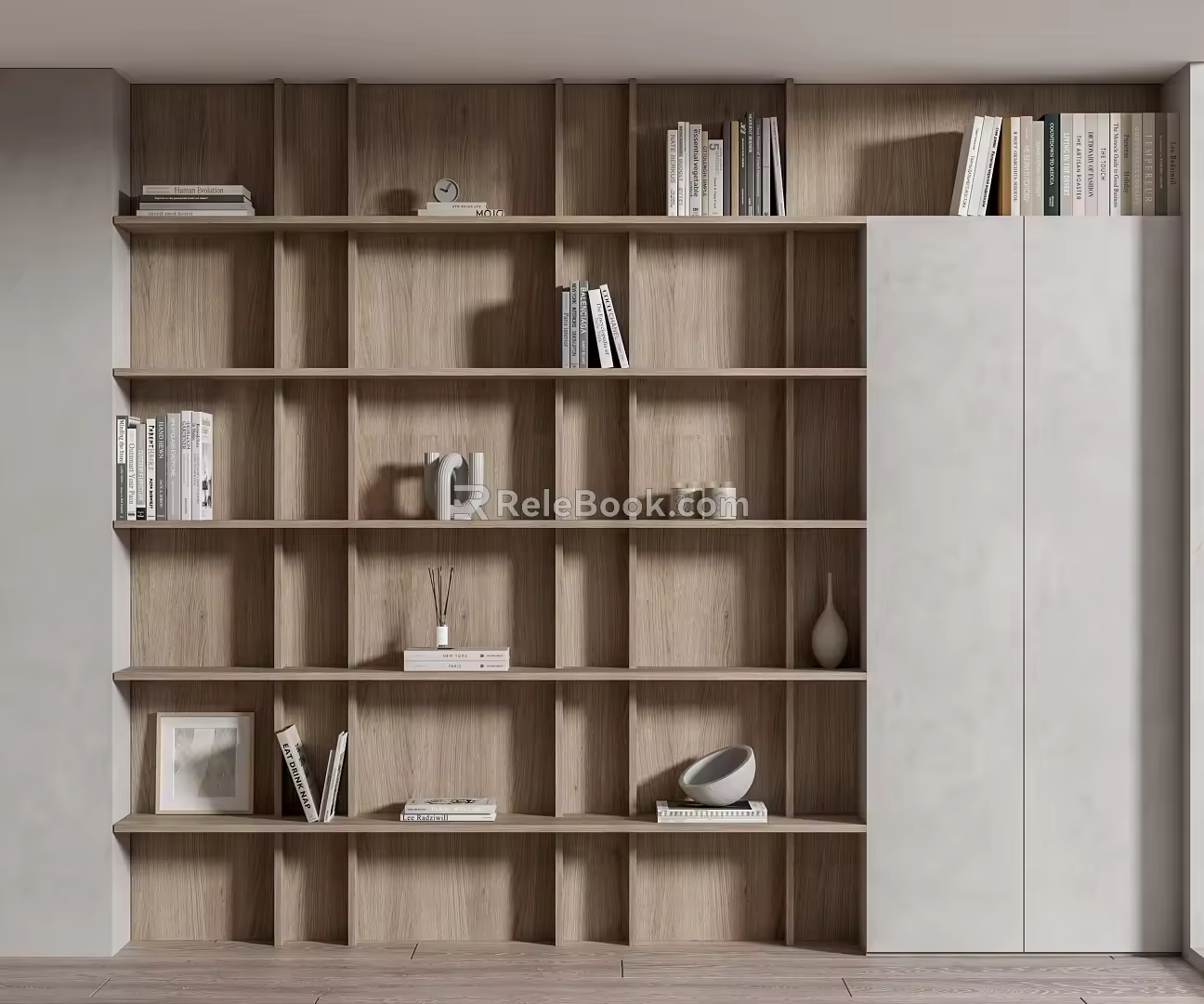 Nordic Bookcase Log Bookshelf Display Rack 3d model