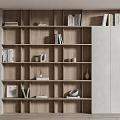 Nordic Bookcase Log Bookshelf Display Rack 3d model