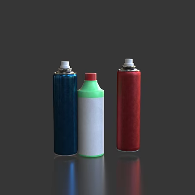 Hardware Tools Spray Cans in Blue Green Red Colors for Home Maintenance 3d model