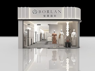Modern Clothing Store With Window Display Mannequins And Stylish Outfits 3d model