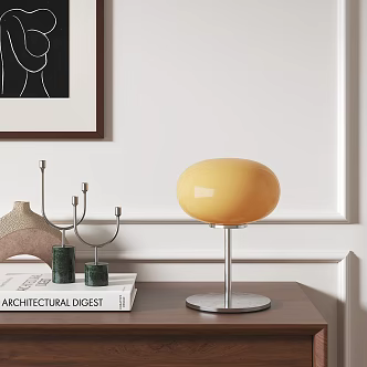 Cream style round ball table lamp ornaments decorative painting 3d model