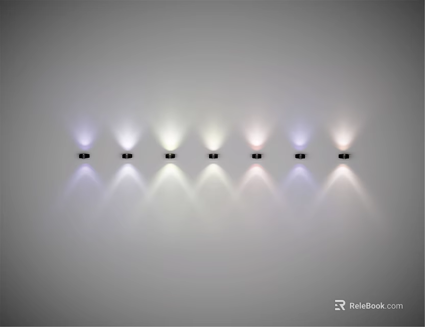 Modern Wall Lamps With Colorful Light Projection Arranged In A Row 3d model 