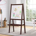 Wooden Kids Art Easel with Colorful Drawing Supplies and Bright Room Butterfly Sun Rainbow Artwork