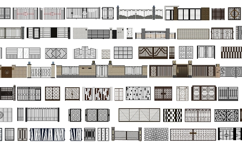 New Chinese style gate iron gate courtyard fence 3d model