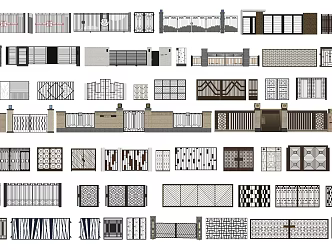New Chinese style gate iron gate courtyard fence 3d model