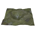 Crater Shaped Circular Rockery Stone With Textured Surface Green Vegetation And White Pathways