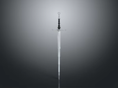 Traditional Medieval Sword With Long Sharp Blade And Black Hilt Design 3d model