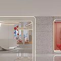 Modern Curved Reception Front Desk With Soft Ambient Lighting And Elegant Contemporary Commercial Interior Design