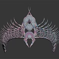Pink And Blue Decorative Ornament Set With Modern Artistic Spiked Wings And Central Pearl Accent