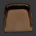 Stylish Leisure Chair With Woven Backrest Armrests And Light Brown Padded Seat Dark Wooden Legs