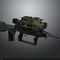 Tactical Military Rifle With Green Scope Black Body Magazine And Barrel Design