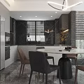 Modern Dining Living Room Interior Design With Marble Wall Art Sculpture And Dining Table