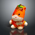 Cute Orange Plush Toy With Green Leaf On Head And White Limbs