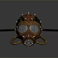 Steampunk Style Gas Mask Featuring Spiked Top Brass Goggles And Copper Breathing Tubes