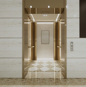 modern elevator hall 3d model