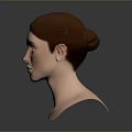 3D Rendered Woman Face With Brown Hair Orange Eyeshadow And Red Lips