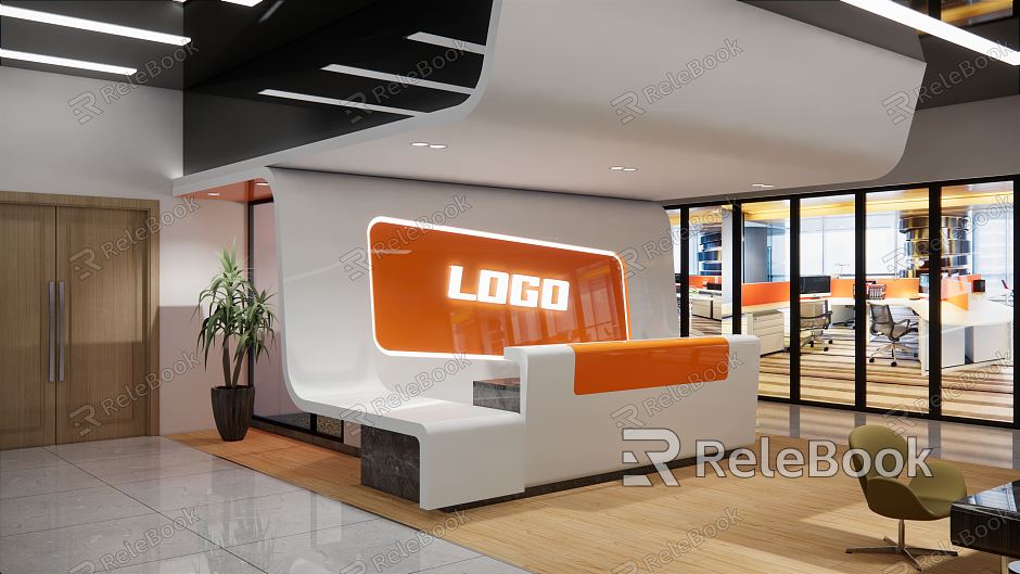 Modern Front Desk Reception Area model