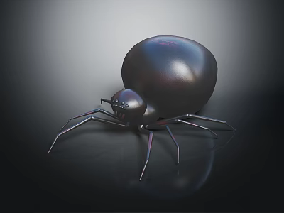 Futuristic Spider Creature With Metallic Black Sphere Body And Long Legs 3d model