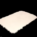 Light Gray Furry Square Rug with Soft Plush Texture for Living Room Decor