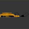 Orange Industrial Device With Rectangular Body Black Panel And Curved Pipes