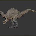 Detailed Gray Sail Backed Dinosaur Model in Standing Pose With Textured Skin