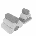 Soft Stacked Rolled Towels In Neutral Beige Brown Gray For Daily Washing Essentials