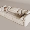 French Cream Double Sofa Fabric Double Sofa Solid Wood Double Sofa 3d model