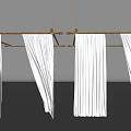 White Sheer Curtains Hanging On Wooden Rod With Multiple Panels